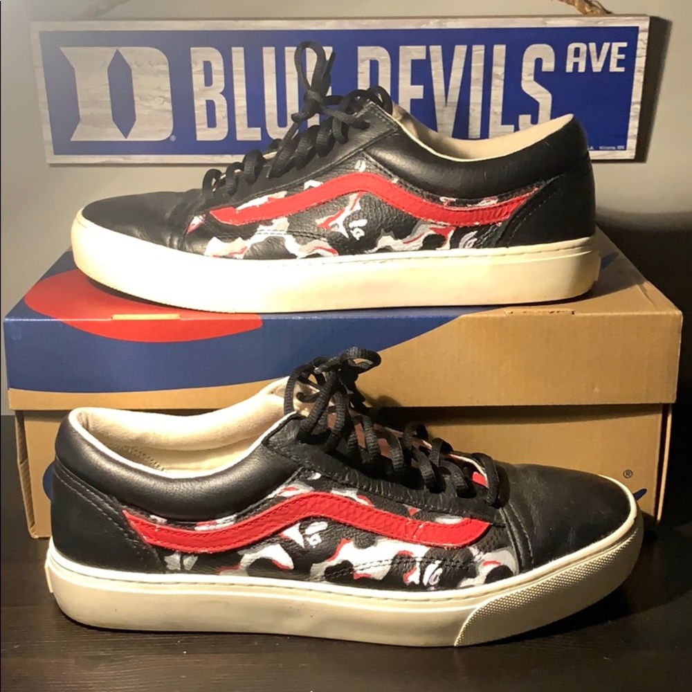 Custom bathing ape (bape) vans leather old skool